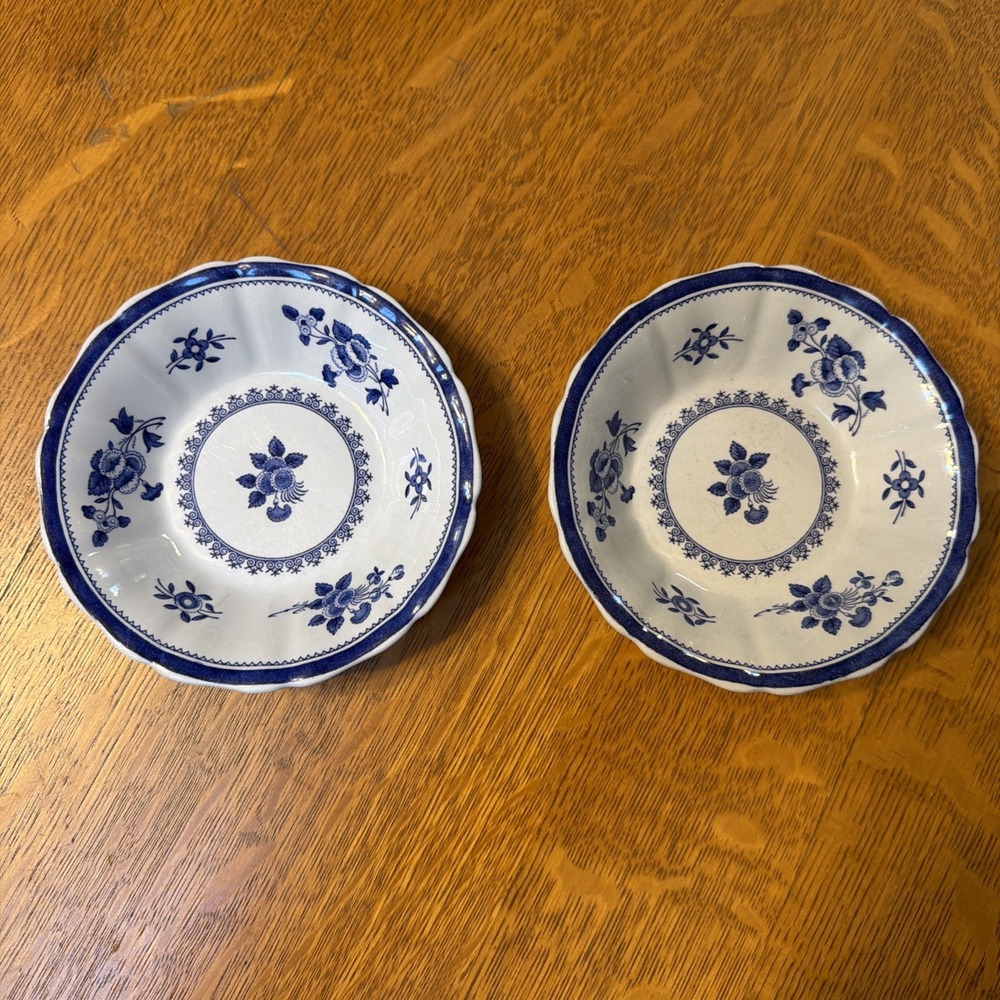 Pair Of Copeland Spode Gloucester 5.5" Fruit Bowls Blue Flower Fine Stone
